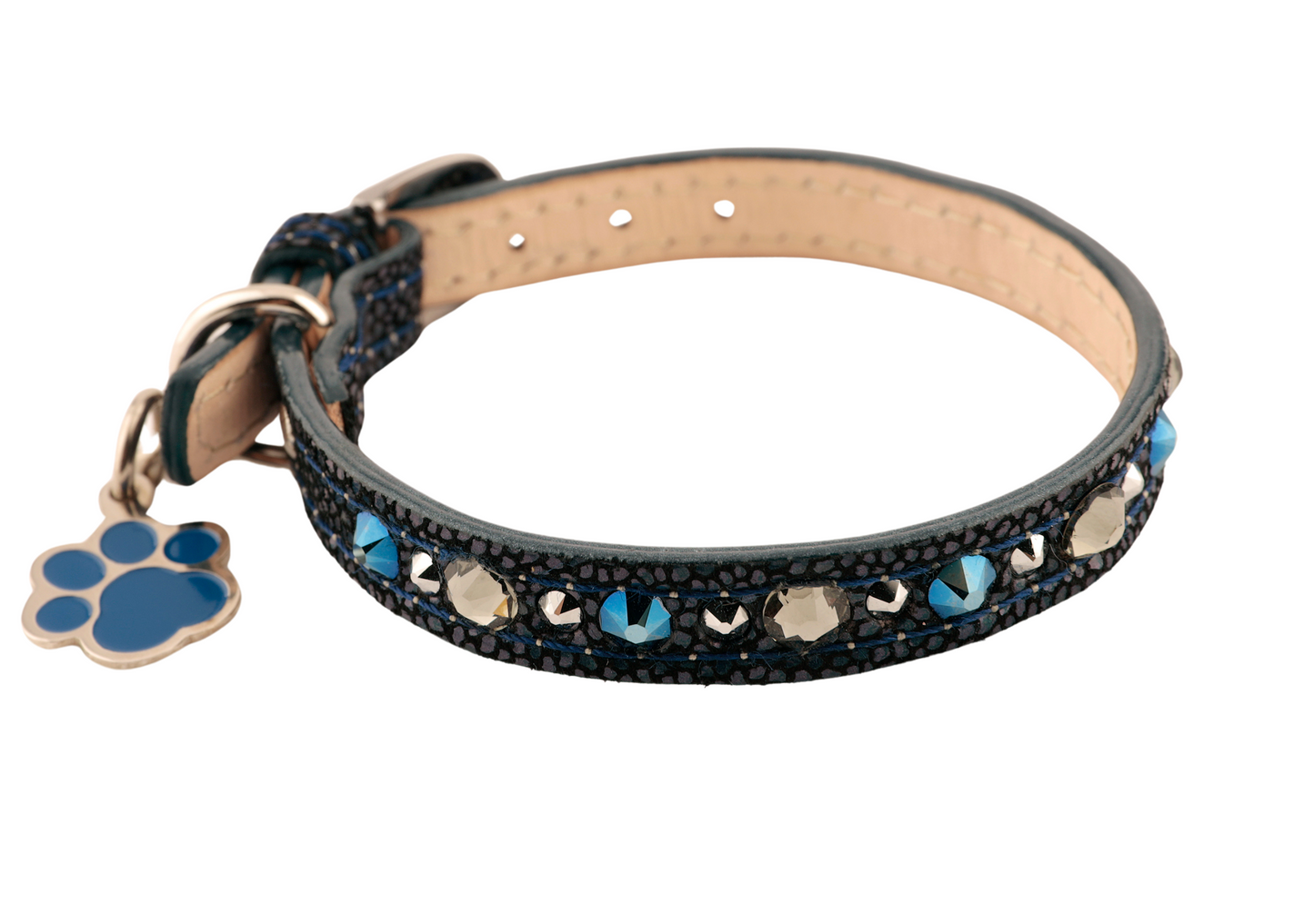 Collar Edición para Gatos con Cristales Swarovski Azul Metal