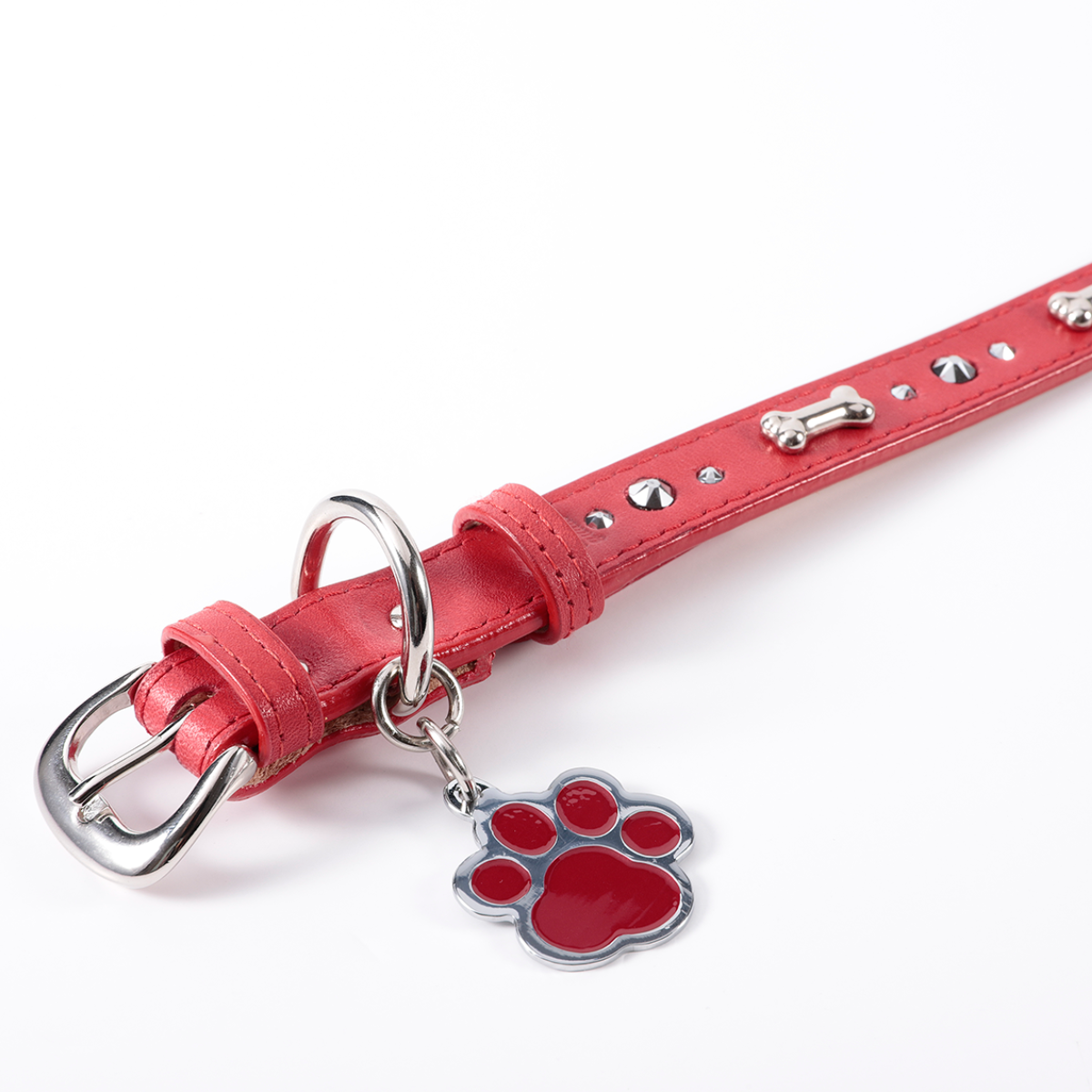 Collar Hueso Metal Rojo
