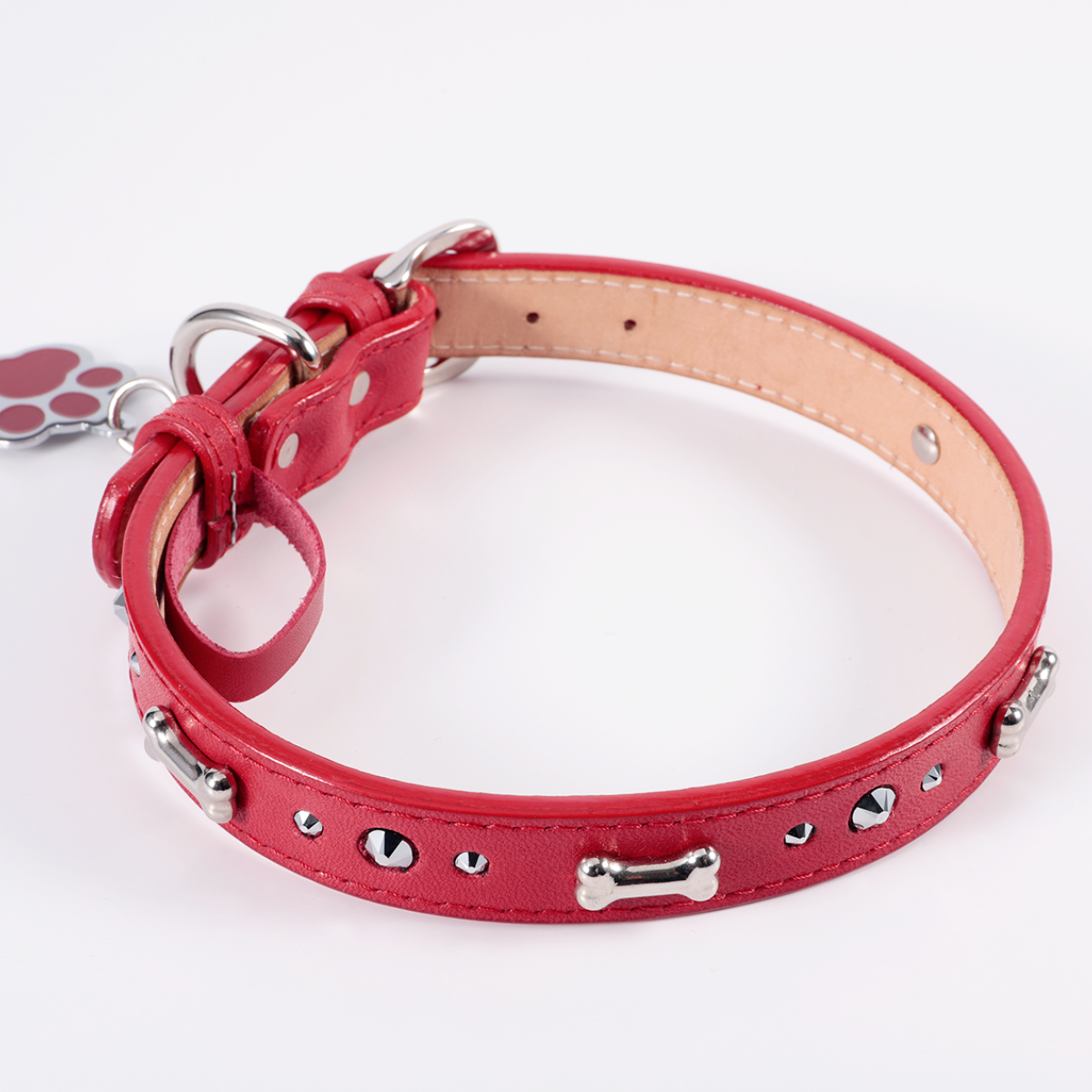 Collar Hueso Metal Rojo