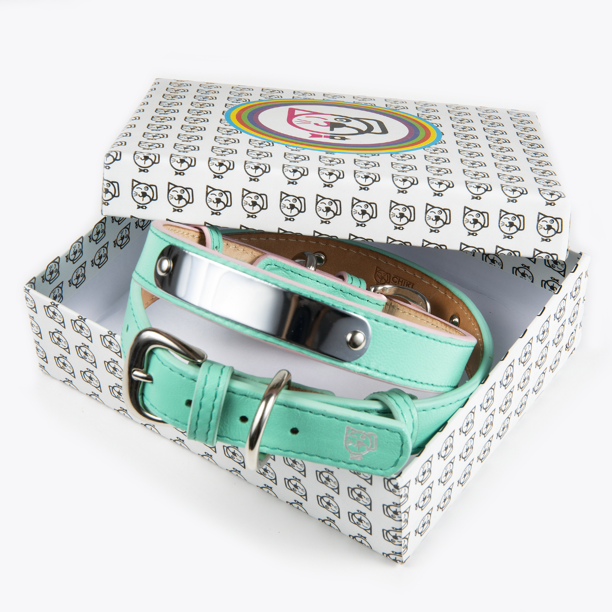 Collar de Identificación Personalizado Menta/Rosa
