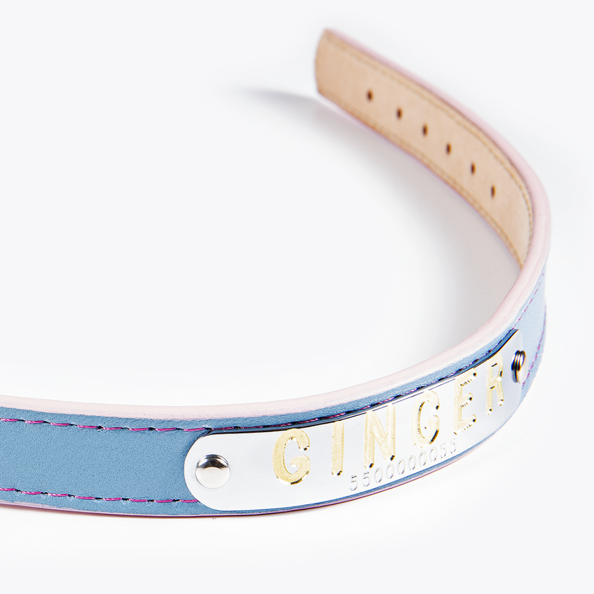 Collar de Identificación Personalizado Cielo/Rosa