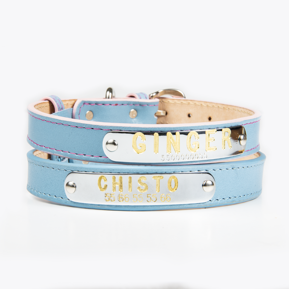 Collar de Identificación Personalizado Cielo/Rosa