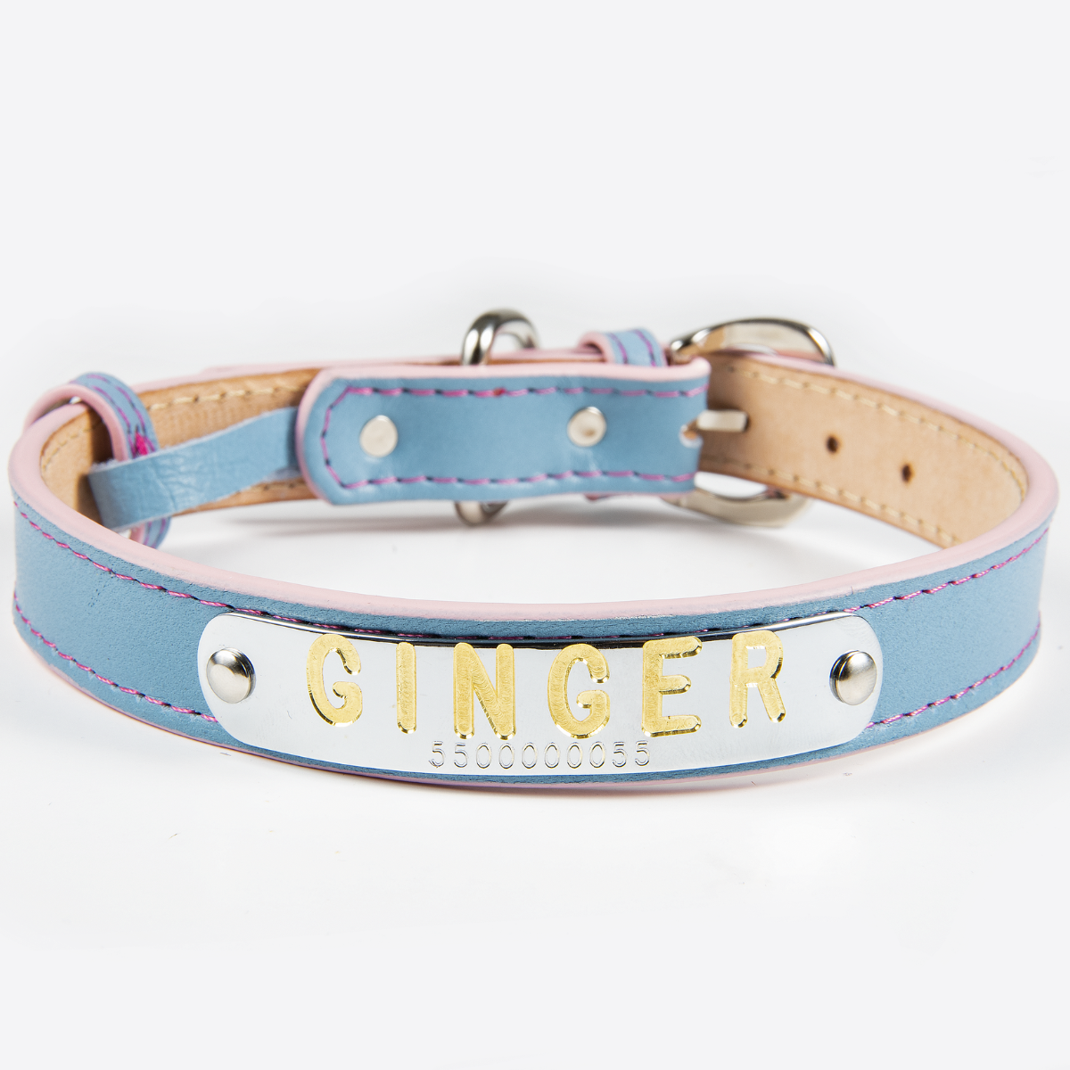 Collar de Identificación Personalizado Cielo/Rosa