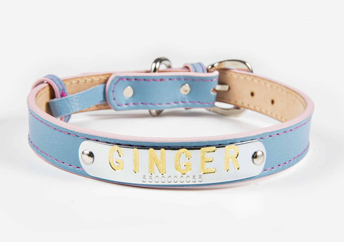 Collar de Identificación Personalizado Cielo/Rosa