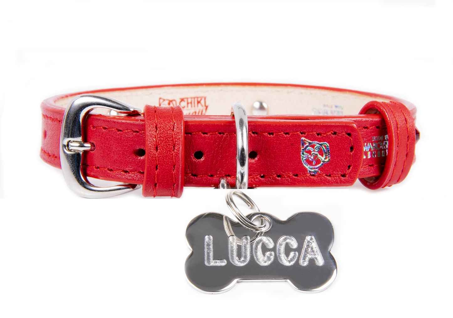 Collar con Placa Rojo